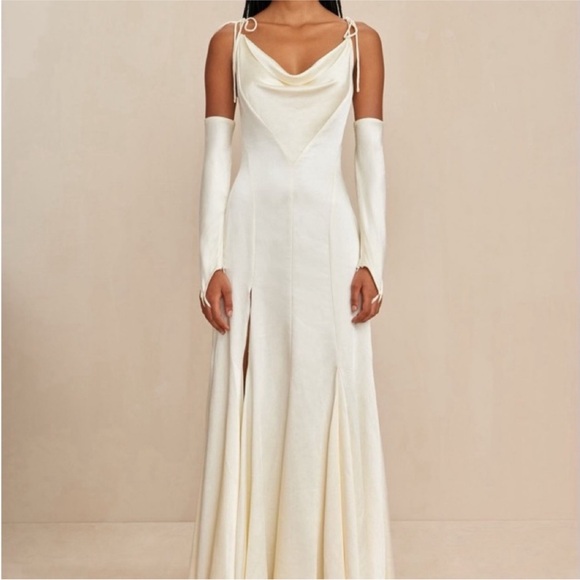 cult gaia Dresses & Skirts - Cult Gaia Elegant Cream Cowl Neck Evening Gown - sleeves not included